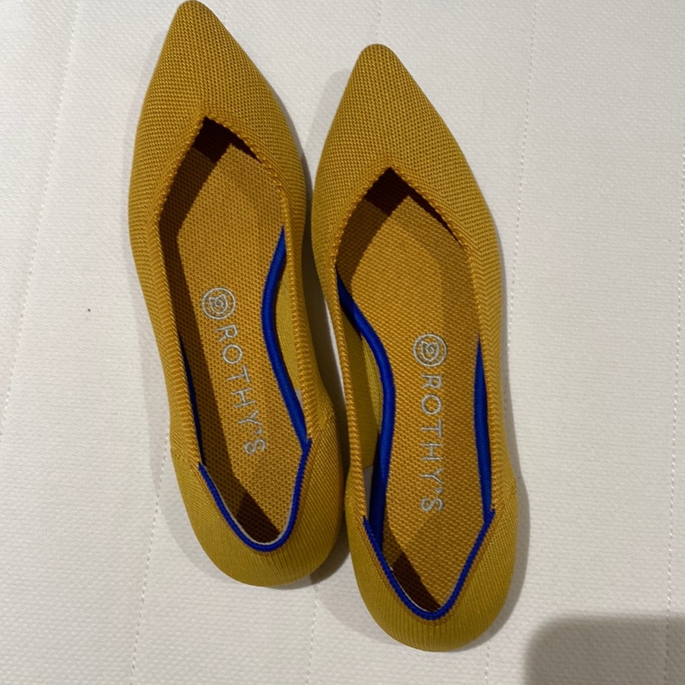 Rothy’s Pointed Toe Mustard Flats